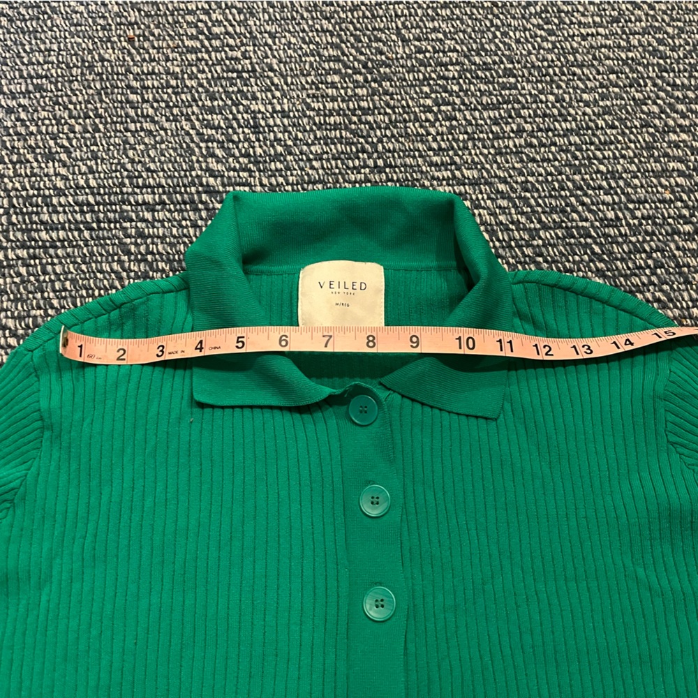 Green Button Down Ribbed Shirt - Picture 4 of 7